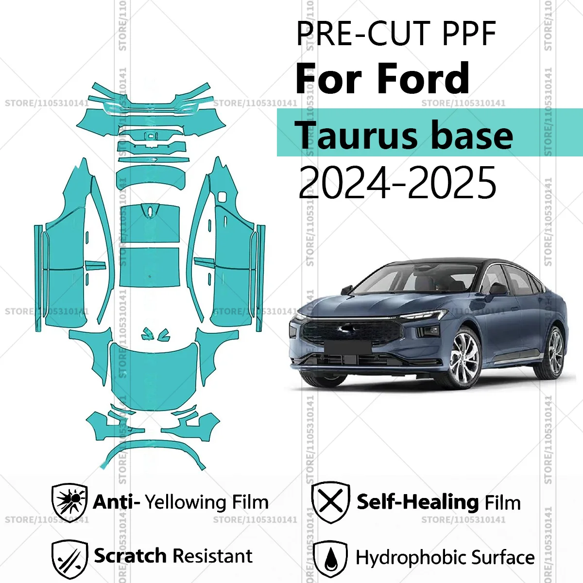 Pre-Cut Paint Protection Film PPF Transparent Car Film Professional Automotive PPF Full Vehicle For Ford Taurus base 2024-2025