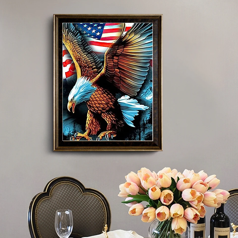 AB Drills 5D DIY Diamond Painting Eagle Mosaic Art Kits Diamond Embroidery Animal National Flag Picture Cross Stitch Wall Decor