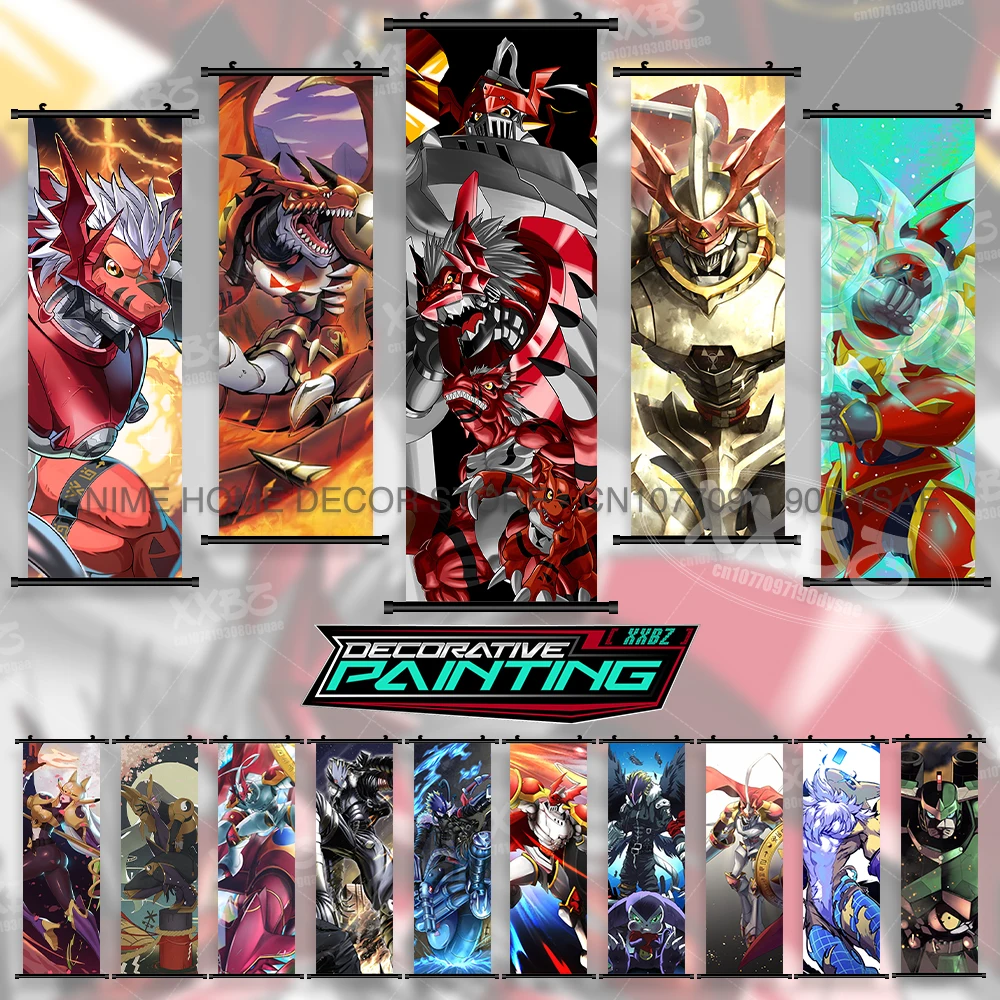 

Аниме интерьер настенная живопись японский холст плакат мультфильм свитки картина печать Digimon комната украшение дома фреска