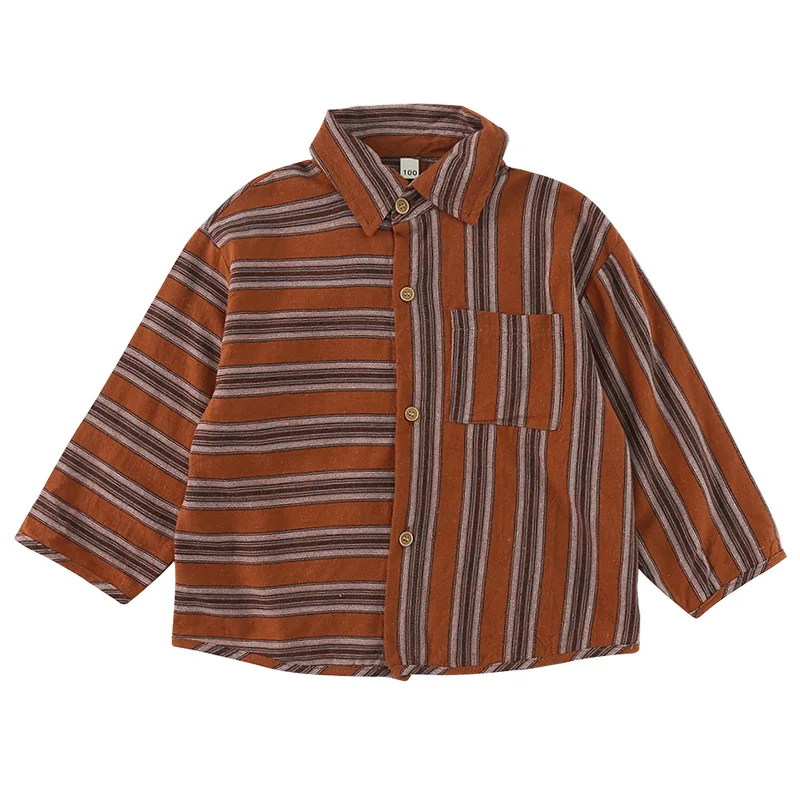 Immagine 7: 2025 Primavera Nuovi Bambini Manica Lunga Risvolto Camicie di Cotone Ragazzi Casual Camicie a righe Ragazze Versatile Top Cappotto Abbigliamento per bambini