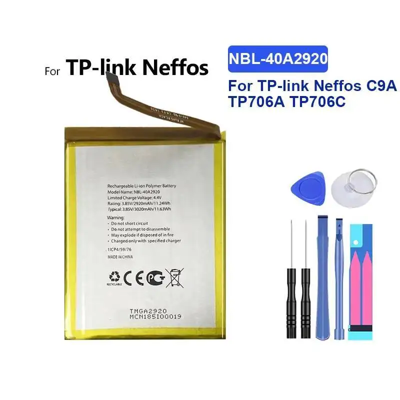 

Nbl-40A2920 For TP-Link Neffos C9A TP706A TP706C Fast Charging Environmentally Friendly 3020Mah Mobile Phone Battery