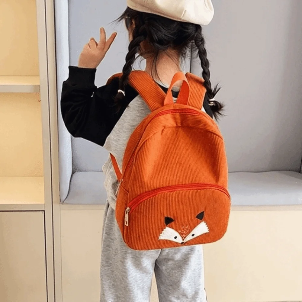 Creative Cartoon Bear Backpack Corduroy Solid Color Students School Bag Dog JK Animal Shoulder Bag Girls