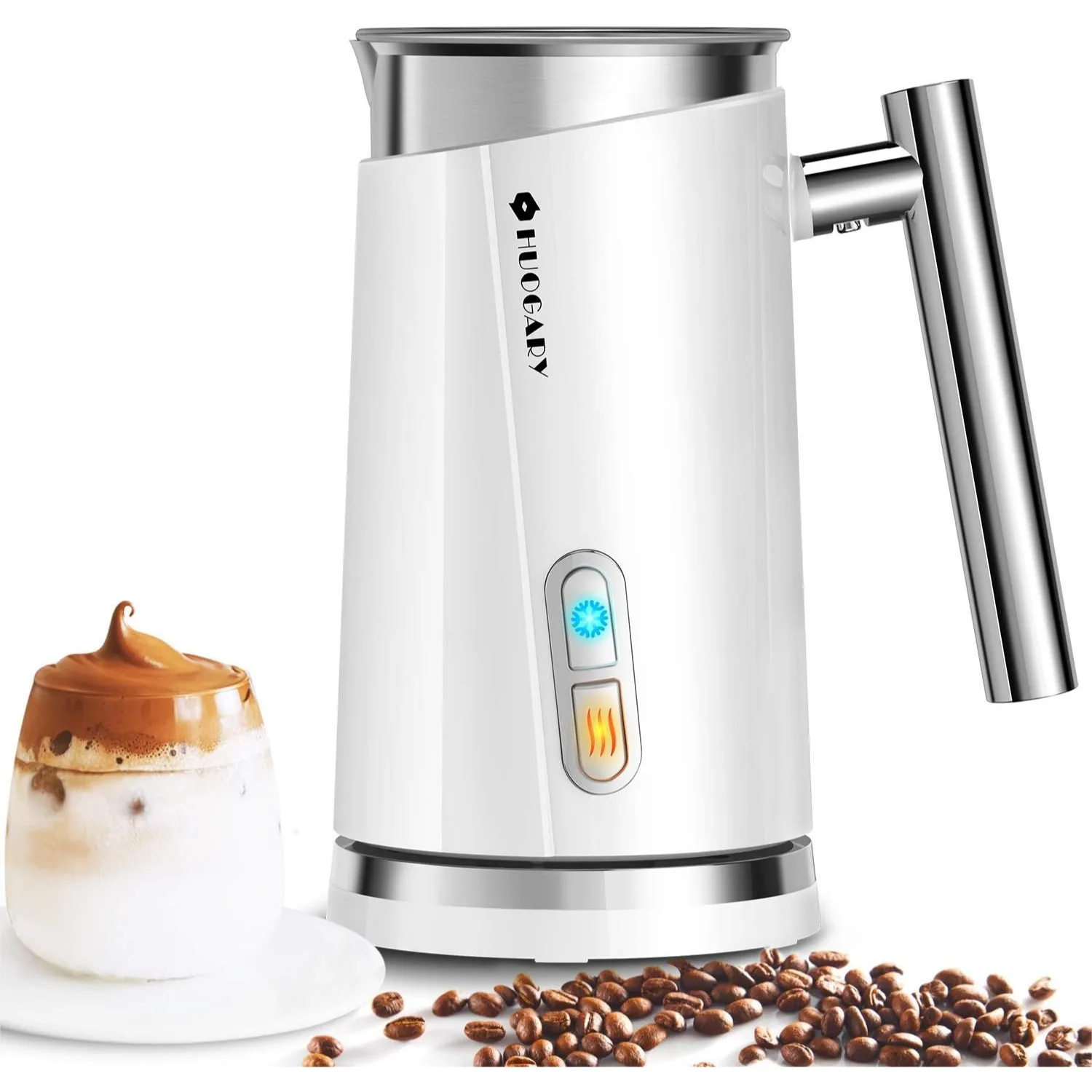 

Electric Milk Frother and Steamer for Homemade Latte, Cappuccino, Macchiato with 4.5oz/10.5oz Capacity, White - Perfect for