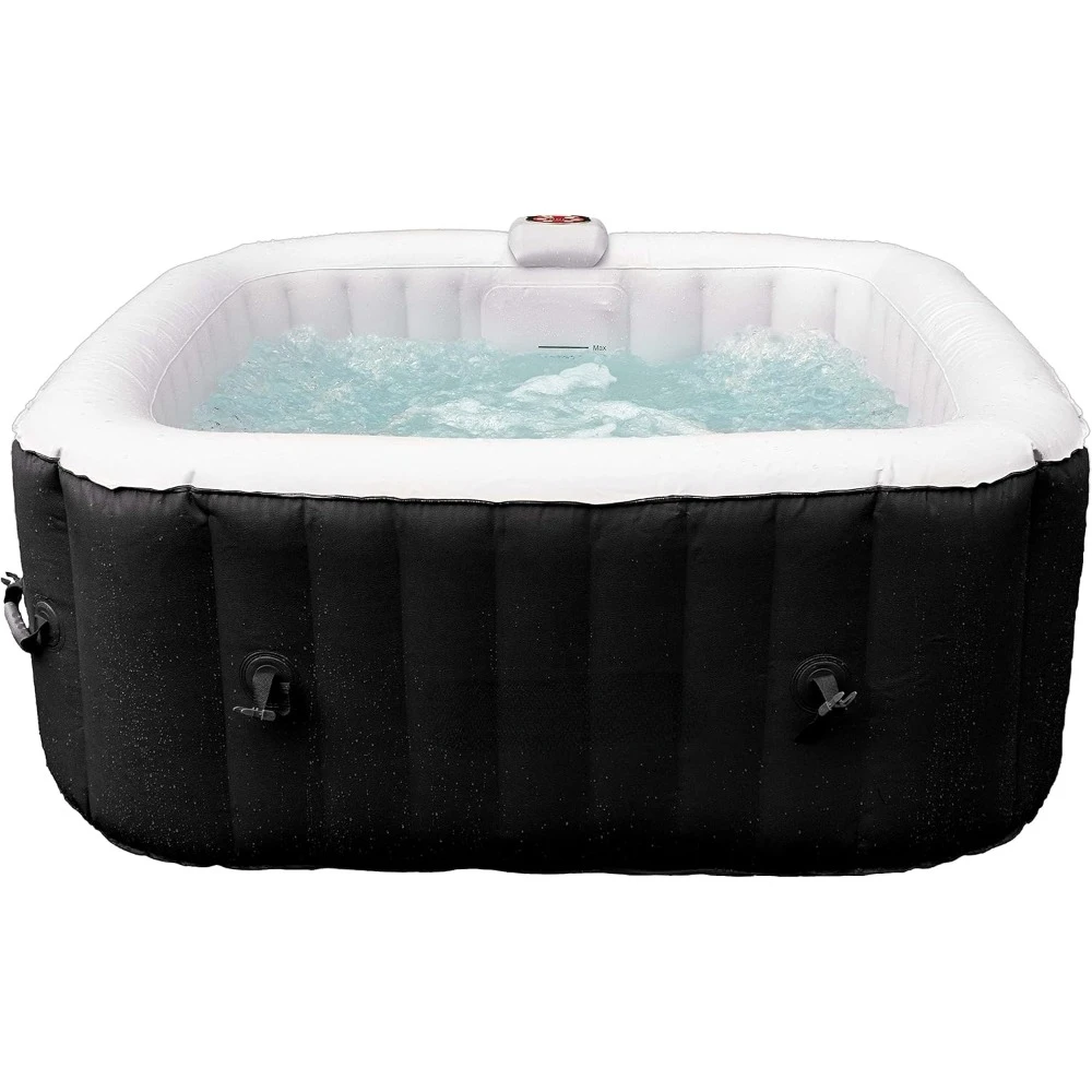 Inflatable Hot Tub Spa, Personal High Powered Jetted Bubble with Fitted Cover and 3 Filters, 4 Person Hot Water Bathtub