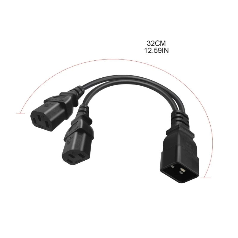 Iec320 c20 macho para 2x c13 fêmea y divisor cabo 32cm divisor resistente cabo de alimentação converter conector adaptador soquete