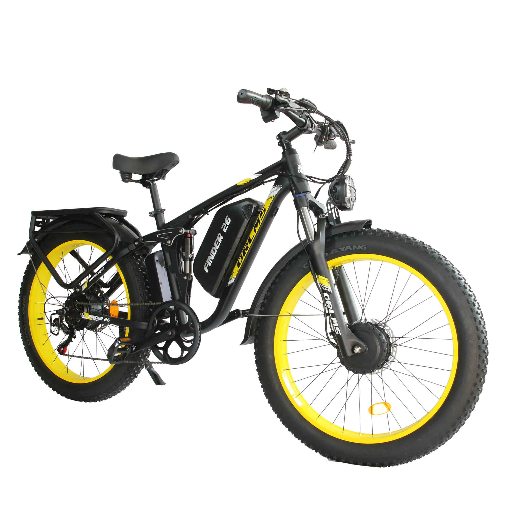 ORLMS V3 Elektrische Fiets voor Volwassenen 2000W Dubbele Motor 60V25AH Verwijderbare Lithium Batterij Max Snelheid ​ ​ 55 km/u E-bike met voorvorkvering, off-road elektrische mountainbike, 26,4 inch