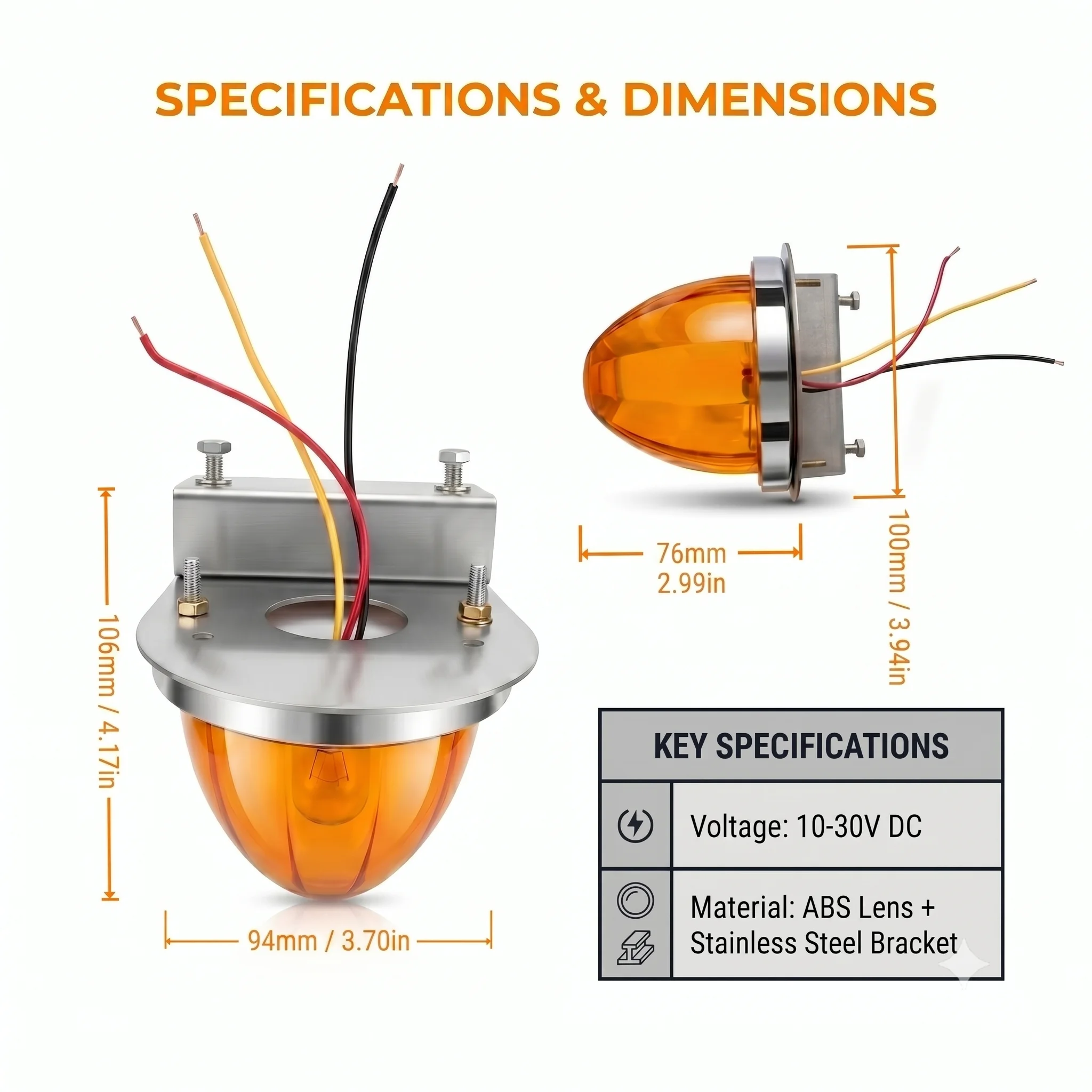 2Pcs LED Watermelon Light Clip-on Bracket Starburst Underglow Truck Trailer Clearance Marker Lamp IP67 10-30V Strobe Light