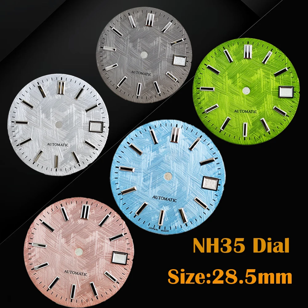 NH35 Dial 28.5mm Meteorite White Dial and Hands Suitable for NH35 NH36 Movement Non Luminous Watch Modification Accessories