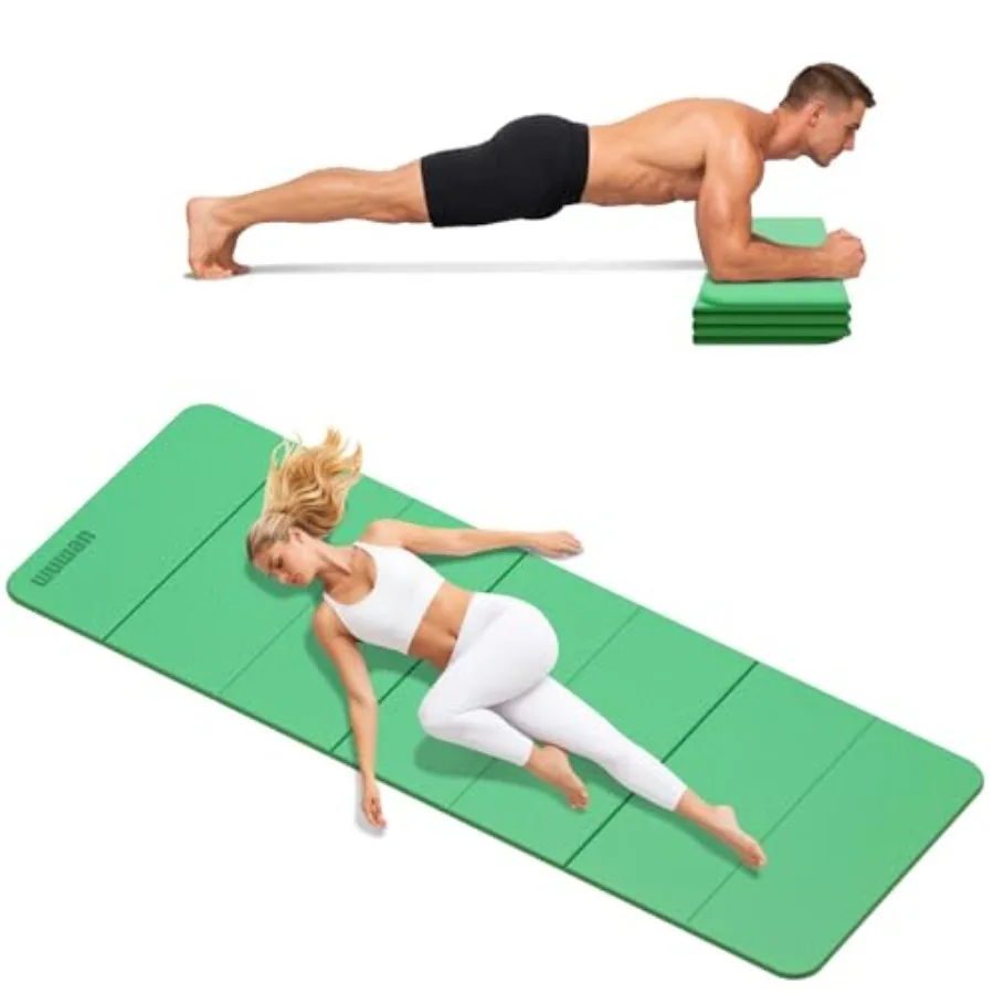 

Folding Yoga Mat Extra Thick 0.4 Inch, Foldable Yoga Mat 75 x 26 Inch, TPE Exercise Mat, 7-Panel Non Slip Cushioned Fitness Mat