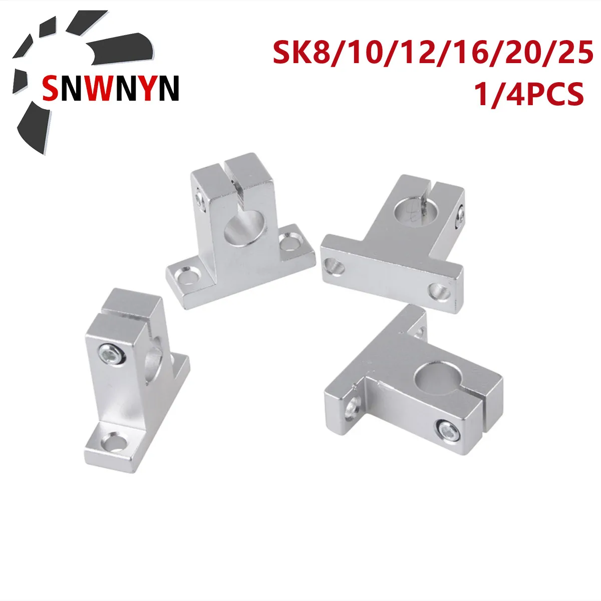 1/4pcs Bearing Support SK8 SK10 SK12 SK16 SK20 SK25 Linear Rail Shaft Support For Axis XYZ Table CNC Router Of 3D Printer Parts