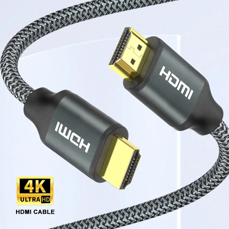 19+1 Standard HDMI HD Transmission Line, Braided Gray Mesh Aluminum Alloy HDMI HD Cable.