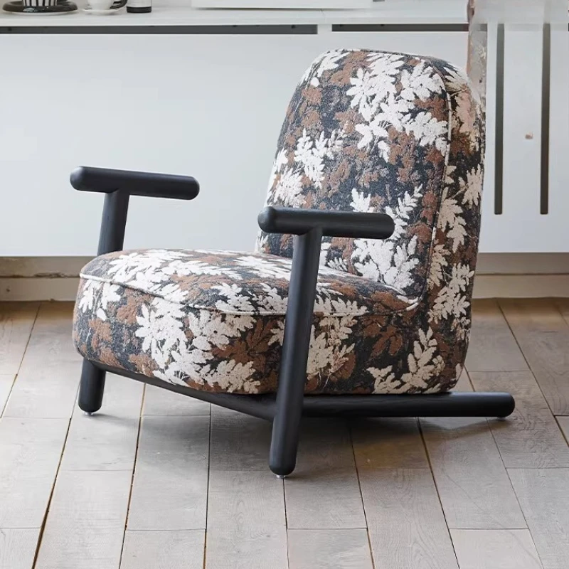 

Leisure chair modern simple small apartment light luxury living room fabric solid wood lazy sofa