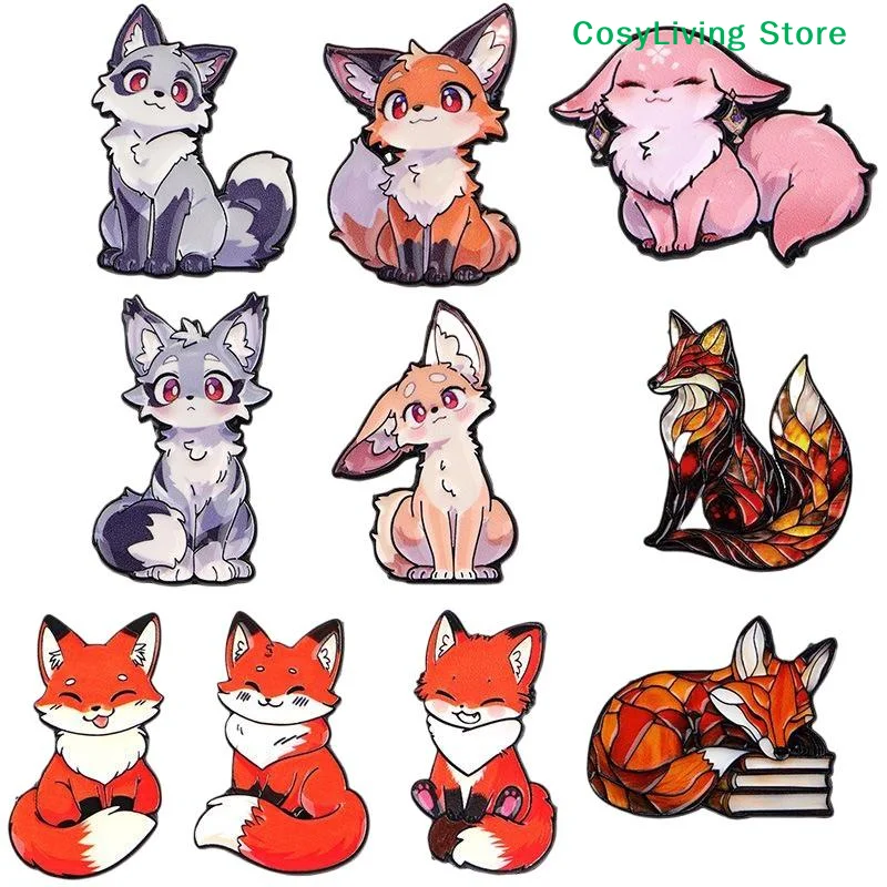 [CL]1Pcs Cute Metal Fox Enamel Pins Brooch Backpack Hat Bag Collar Lapel Badges Jewelry Collection Gift[CL]