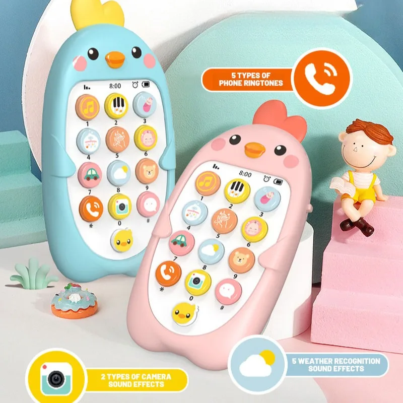 Giocattolo multifunzionale del cellulare musicale elettrico del pulcino del fumetto per i giocattoli educativi per l'apprendimento precoce del bambino Telefono per i più piccoli