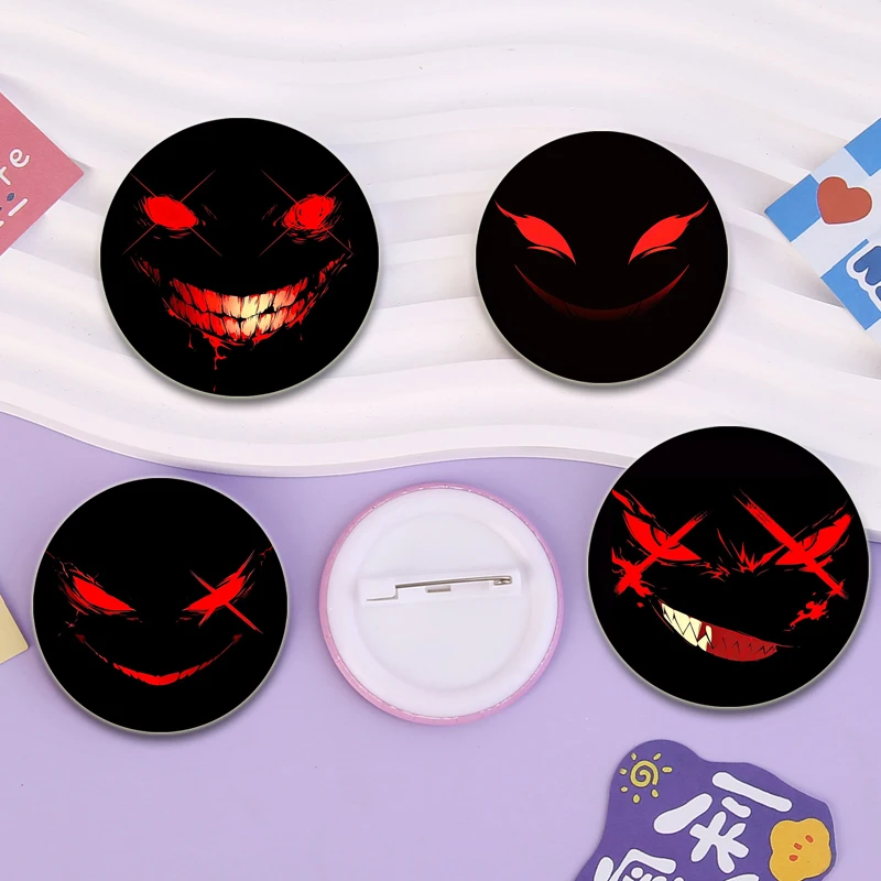 Black Smile Button Pins Facial Expressions Badge Round DIY Creative Brooches for Backpack Jewelry Accessories Gifts 32/44/58mm