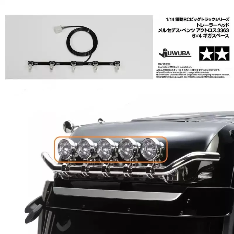 1:14th Scale LED Original Roof Spotlights Upgrade Light Board for Tamiya RC Dump Truck BENZ ACTROS 3363 56348 Car Accessories