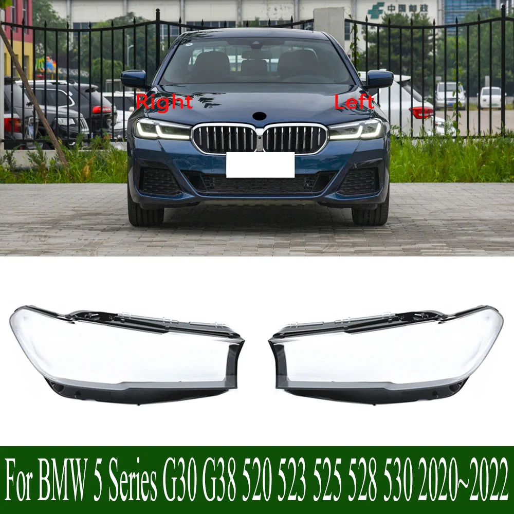 

For BMW 5 Series G30 G38 520 523 525 528 530 2020~2022 Car Glass Headlight Cover HeadLamp Lens Caps Lampshade Shel