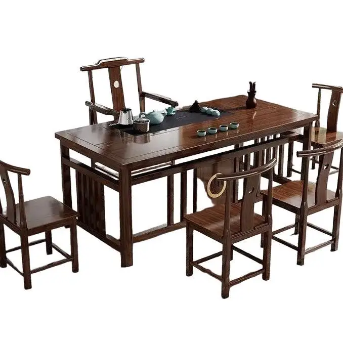 

New Chinese style, solid wood, tea table and chairs, combination, office
