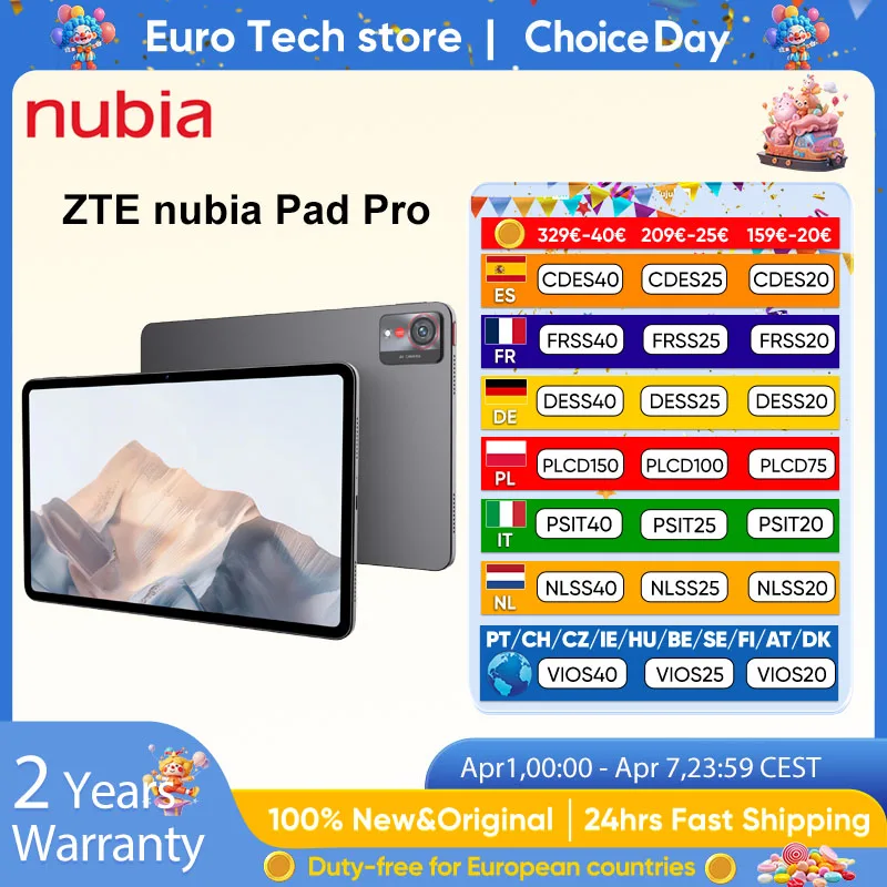 nubia Pad Pro tablette Snapdragon 8 Gen 3 2.8K 144Hz écran à haut rafraîchissement 10100mAh longue durée de vie de la batterie tapis de jeu et de divertissement