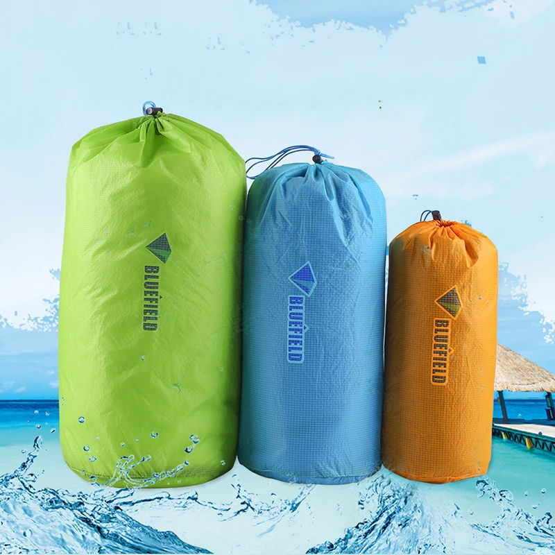 Waterproof Nylon Storage Pouches Tent Peg Storage Pack Cord Bag Outdoor Dry Bag Travel Drawstring Bag Fishing Rafting Swimming