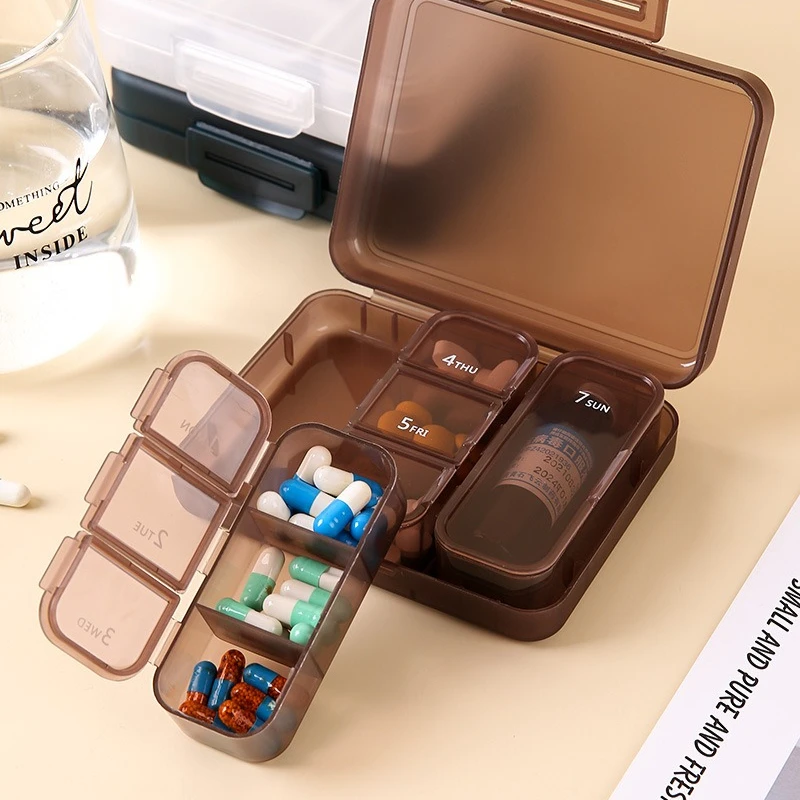 

Portable Pills Organizer Weekly for Travel Pill Case with 7 Compartment Moistureproof and Airtight Pill Box Travel Pills Holder