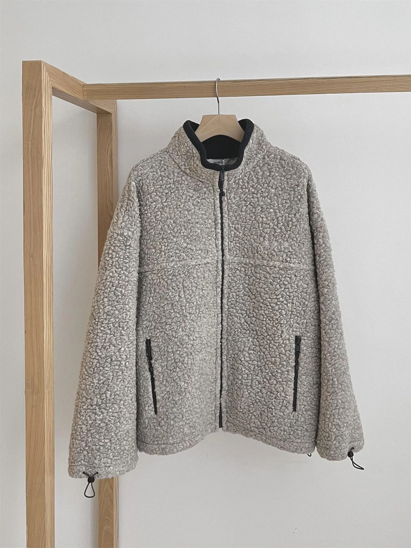 معطف PREON للخريف والشتاء غير رسمي بسحاب وياقة ثابتة من الصوف Fce Jaet Monoha Sle طويل Sve مناسب للتنقل #3