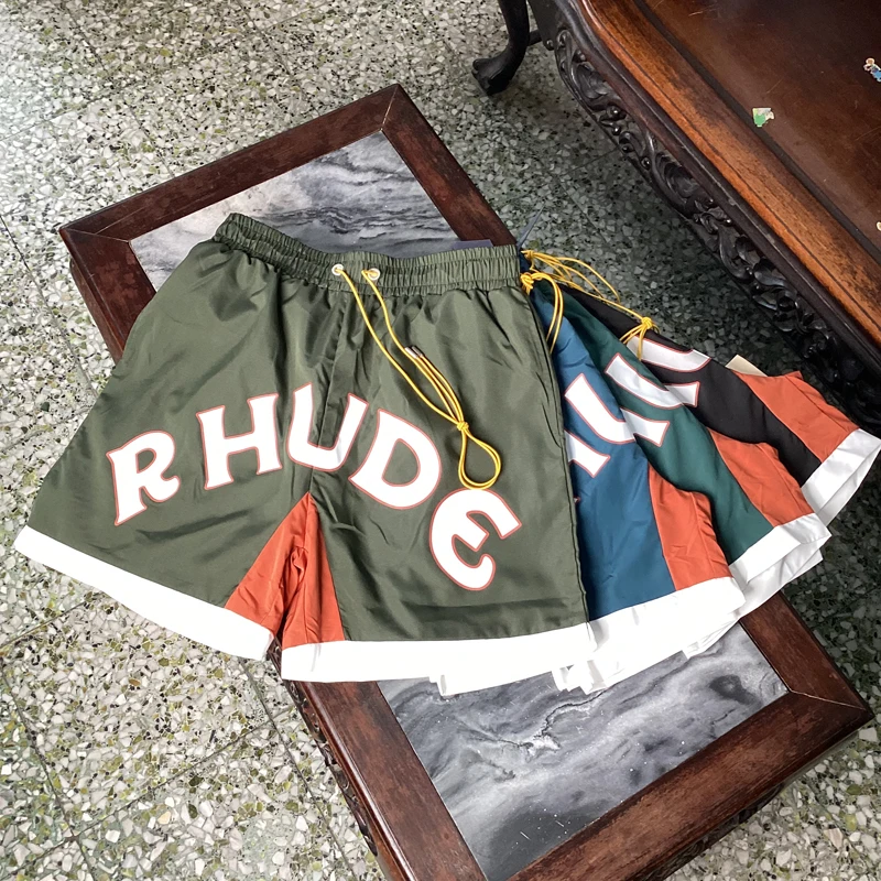 Real Photos Streetwear Rhude Shorts Men Women Loose Breathable Multi-color High Quality Beach Casual Shorts