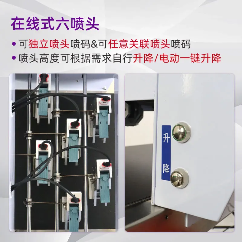 6-Head Full-Plate Industrial Inkjet Coding Printer, High Speed Date & Serial Number Marking Machine for Duck Egg Printing