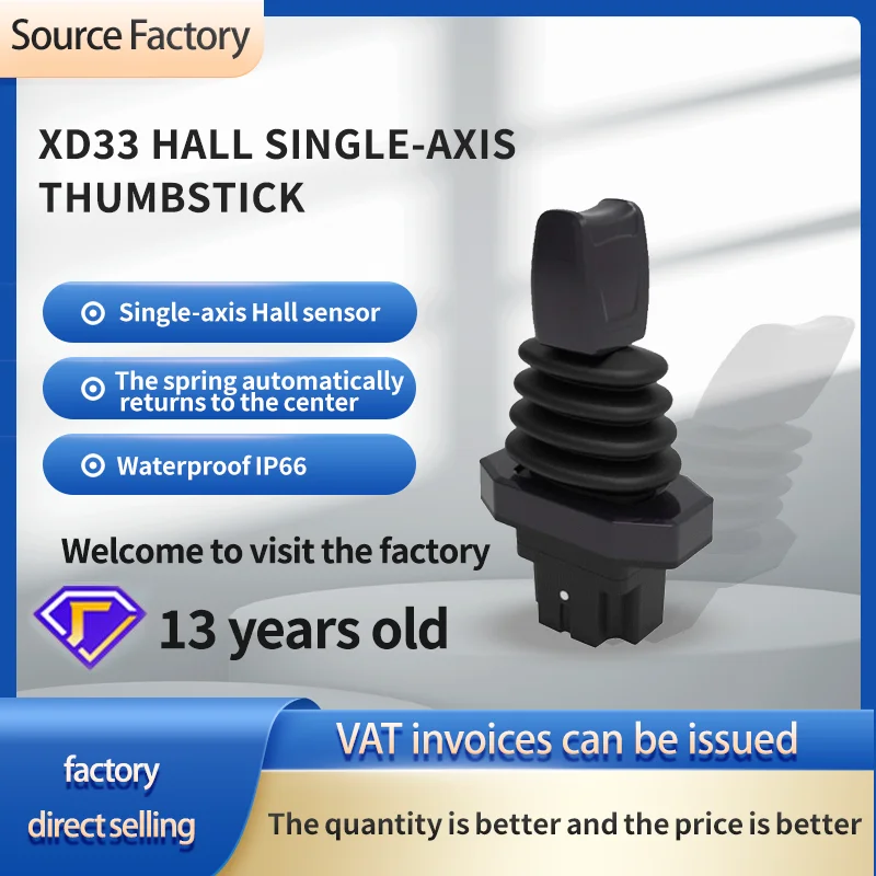 XD33 Hall Single Axis Thumb Rocker Engineering Machinery Accessories IP66 Waterproof Industrial Machine Joystick