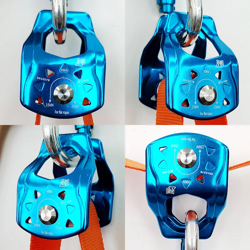 Cable Carabiner Aluminum Pulley with Widen Ball Bearing, Climbing Accessories and Outdoor Flood Rescue Pulley, 30KN