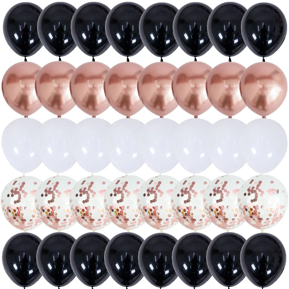 

40PCS Black Rose Gold Package Balloons Gender Reveal Wedding Valentine's Day Baby Shower Birthday Globos Party Decorations