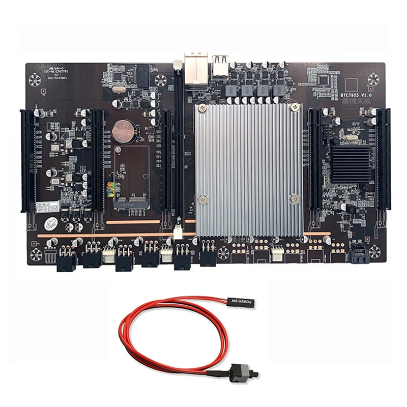 X79 X5 BTC Mining Motherboard LGA 2011 DDR3 Supports 5X PCI-E 60Mm RTX 3060 Graphics Card + Switch Line