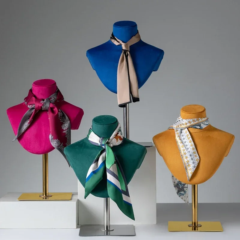 Clothing store window suede portrait neck neck necklace display stand scarf silk scarf jewelry jewelry display props