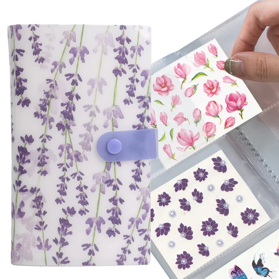 Nail Sticker Organizer Album, Nail Art Decals Book, Small Tattoo Stickers, Sorted Storage Holder for Beauty Tools, 120 Slots
