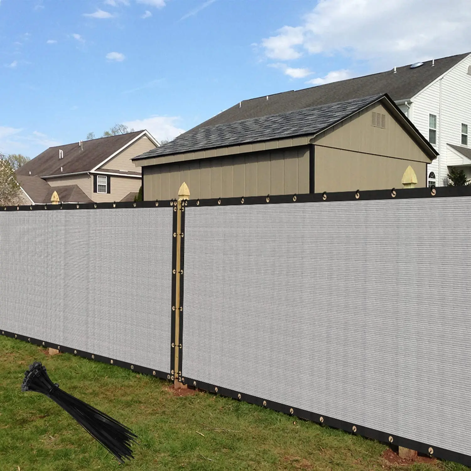 Fence Privacy Screen Windscreen,with Bindings & Grommets, Heavy Duty Privacy Screen Mesh for Commercial and Residential-Grey