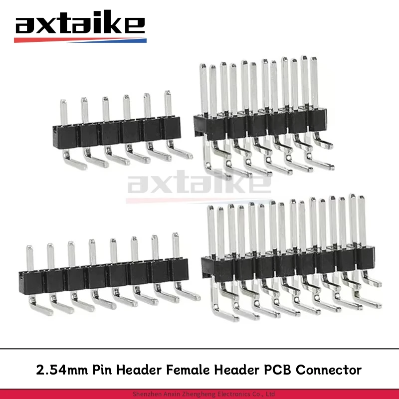 

10PCS 2.54mm Pin Header Female Header PCB Connector 2P 3P 4P 5P 6P 7P 8P 9P 10P 12P 14P 15P 16P 20P 40Pin Single/Double Row Male