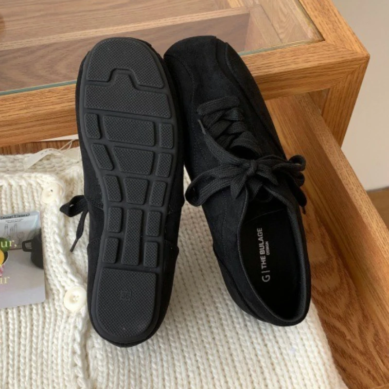 Fashion Retro Lace Up Casual Flat Shoes Women Comfort Autumn Footwear Female Brown Ballet Sneakers Women image 6