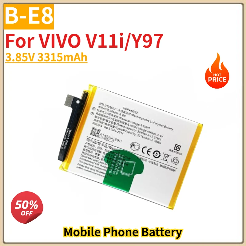 

Высококачественный аккумулятор для мобильного телефона B-E8, 3.85V 3315mAh, для VIVO V11i/Y97, новый, сменный
