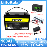 LiitoKala 12.8V 100AH LiFePO4 Battery 12v 4s Lithium Iron Phosphate Golf cart camping Car lighter Batteries 14.6V 10A Charger