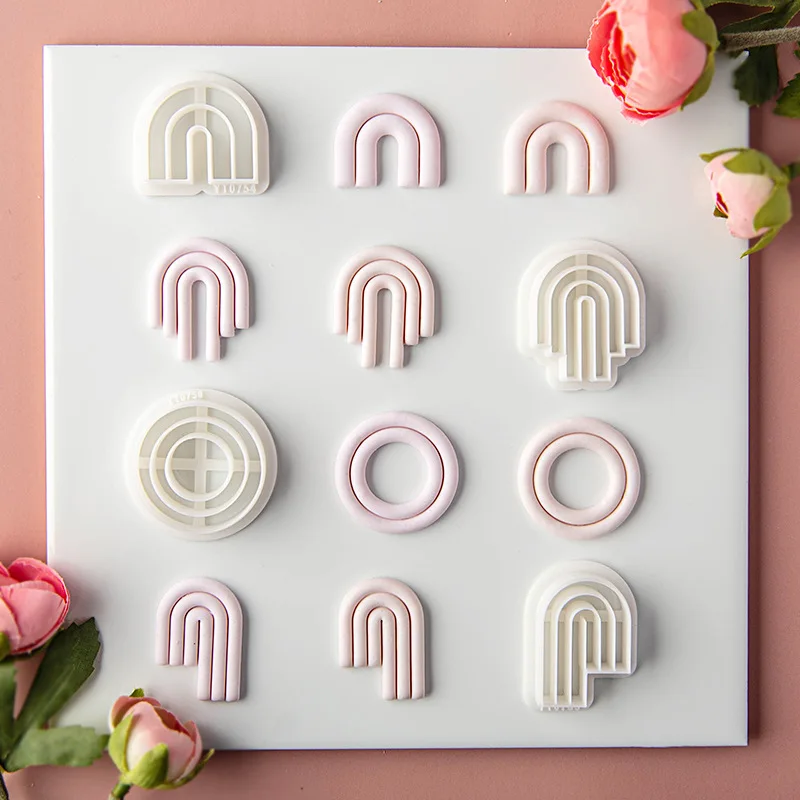 

Geometry Series Polymer Clay Cutting Mold Line Elliptical Jewelry Pendant Clay Shaped Cutters For DIY Earrings Hand Tools