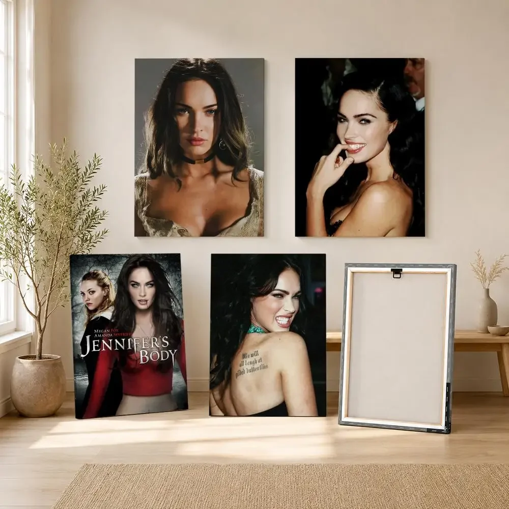 Actress M-Megan Fox Bold Glamorous Framed Wall Painting Framed Canvas Wall Art Print | Modern Poster | Home Hallway Decor