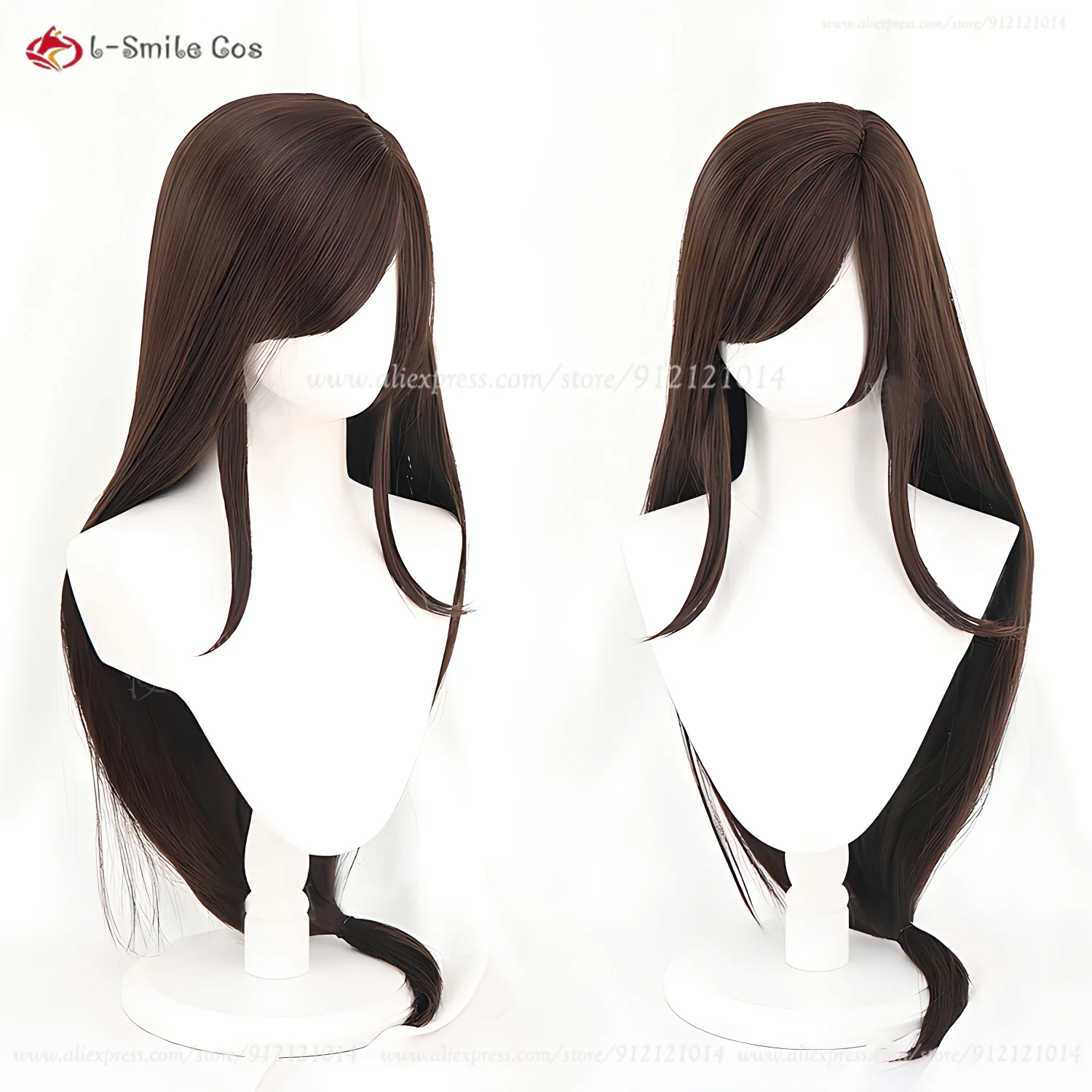 

Anime FF7 Tifa Lockhart Cosplay Wig Long Dark Brown Straight Tifa Wigs Heat Resistant Synthetic Hair Halloween Wigs + Wig Cap