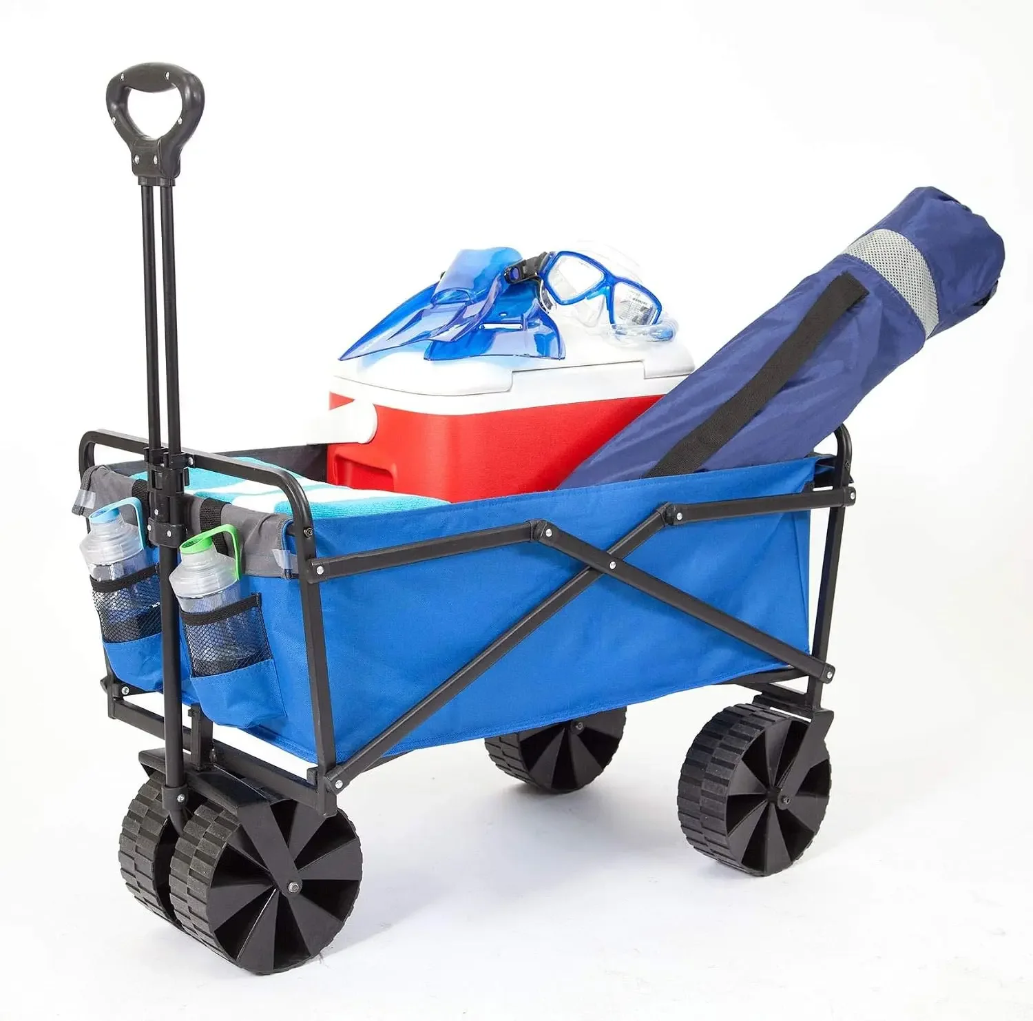150 Pound Capacity Heavy Duty Steel Frame Collapsible Folding Outdoor Portable Utility Cart Wagon with All Terrain Plastic
