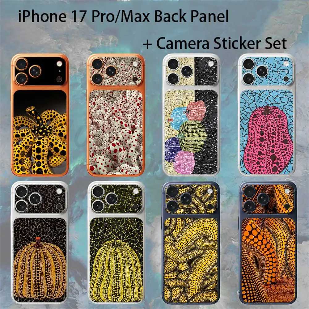 

Защитная пленка-наклейка на заднюю панель для iPhone 17 Pro/Max с изображением тыквы Яёи Кусамы и декором для камеры