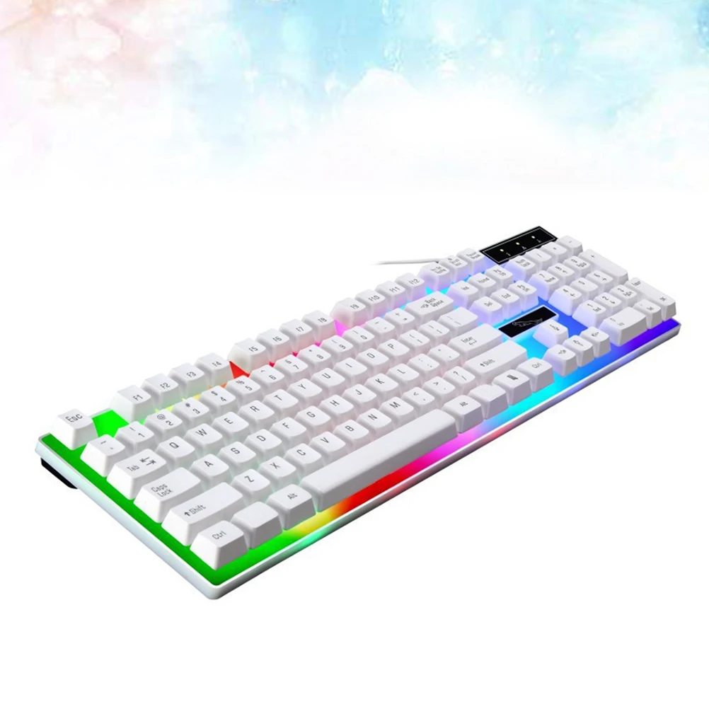 

Glowing Computer Keyboard Creative Backlight Keyboard Practical USB Keyboard Computer Accessory (White)