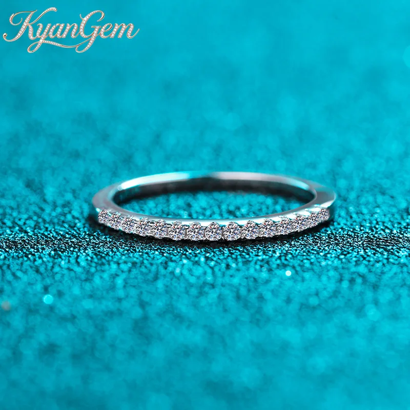 

KyanGem 18K Gold Set with Moissanite Row Ring Full Diamond Pt950 Platinum Ring Women's Fashion Personalized Jewelry Gift