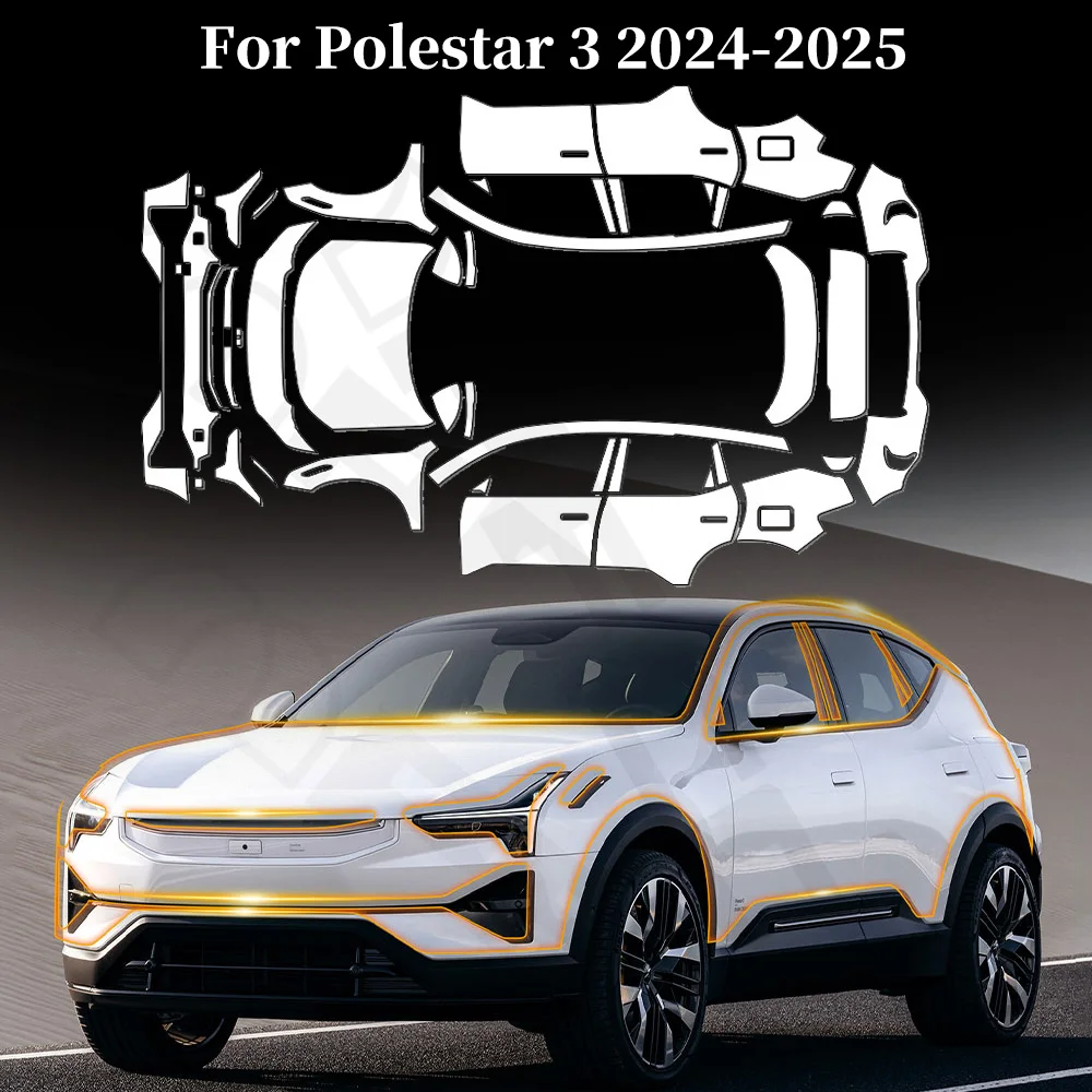

For Polestar 3 2024 2025 Anti-scratch TPU Paint Protection Film Pre-cut PPF Car Body Clear Bra Resistant Invisible Repairable