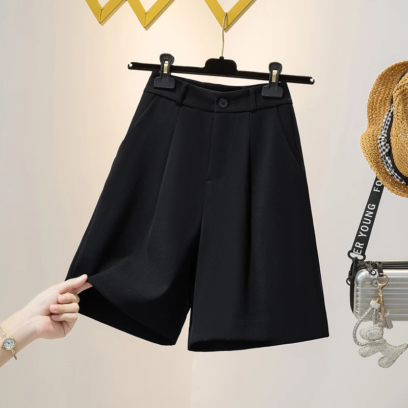 

Ice Silk Suit Pants High Waist Loose Fit Women's Summer New Style Korean Version Slimming Drapey Short Casual Wide Leg Trousers