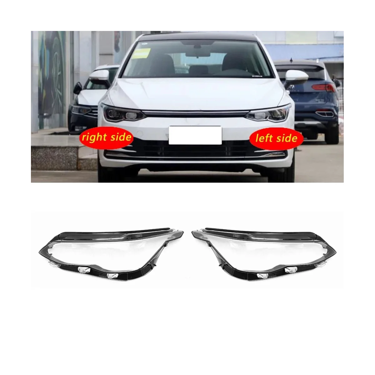 Car Left Headlight Shell Lamp Shade Transparent Lens Cover Headlight Cover for VW Golf Mk8 2020-2022