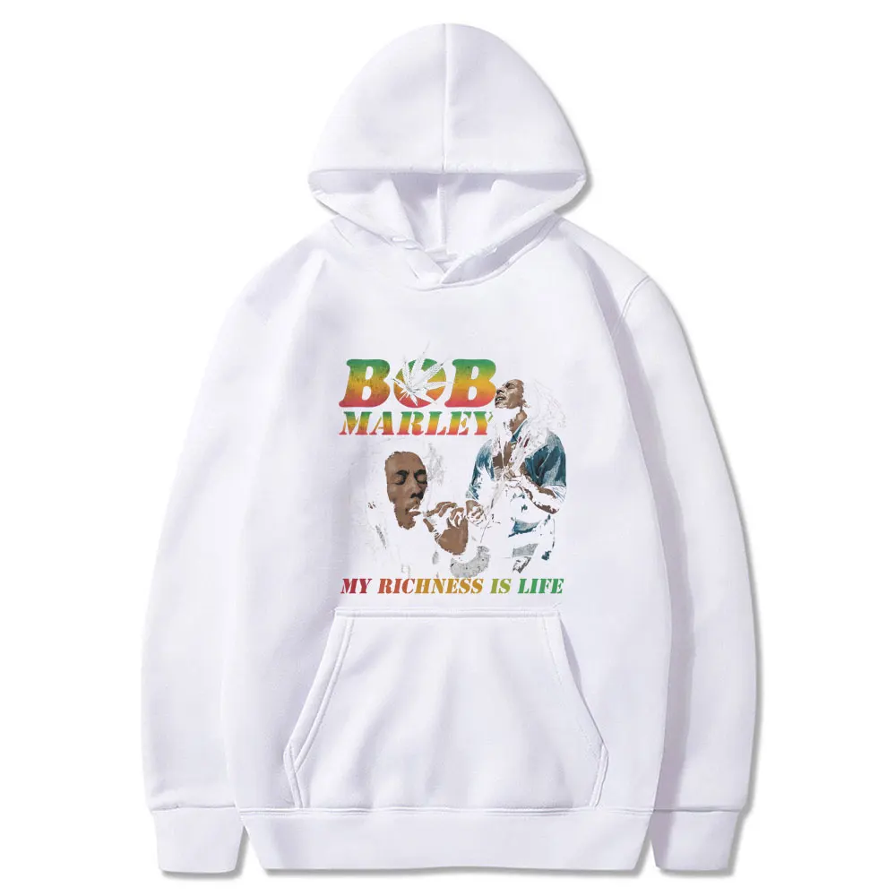 Vintage Bob Marley My Richness Is Life جرافيك هوديي الرجال النساء الريغي موسيقى البوب مقنعين رياضية الذكور موضة المتضخم هوديس